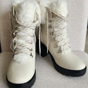 Espirit faux fur heeled boots - size 10 M
